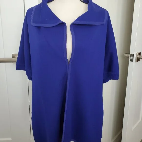 St John Collection Blue Lightweight Short Sleeve Jacket - Size M - Picture 1 of 13